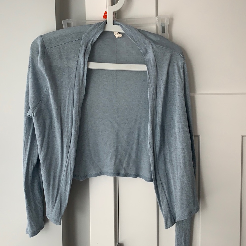 Cropped light blue sheer cardigan